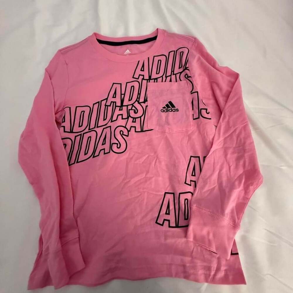 Adidas Pink Long Sleeve Graphic Tee Shirt Size S